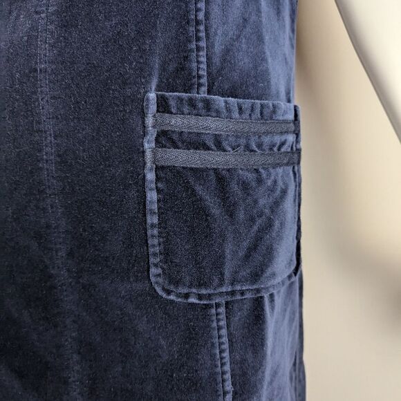 Laura Ashley Velour dress in Navy Blue front pockets, sleeveless, Vintage size 6 - Picture 4 of 9